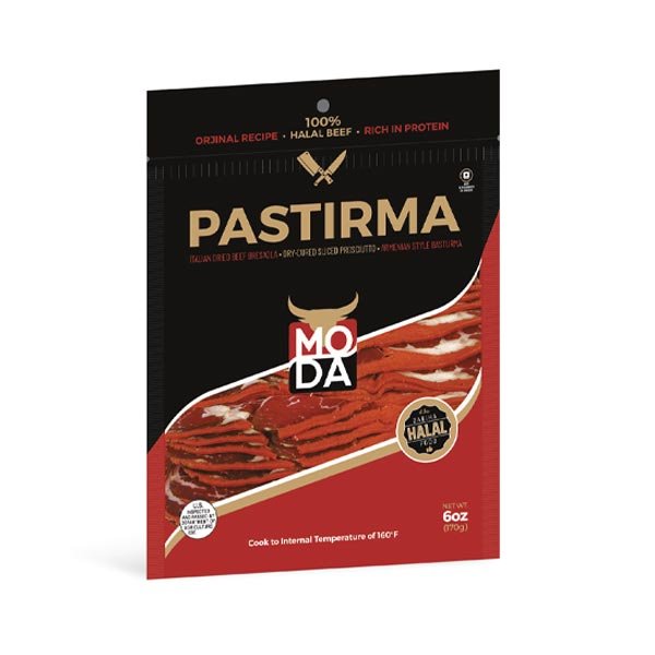 Moda Pastirma, Kürlenmiş Kurutulmuş Dana Eti, Önceden Dilimlenmiş, 6oz (170g)