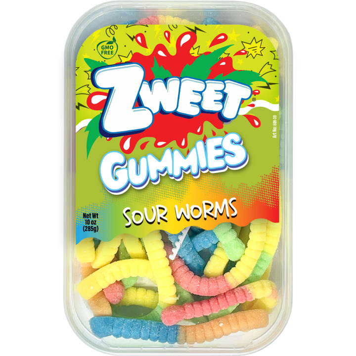 Neon Gummy Sour Worms | Zweet | 10 oz