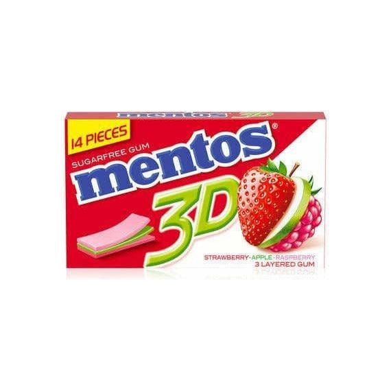 Mentos 3D Sakız | Çilek/Elma/Ahududu | 14 adet