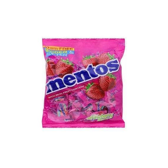 Mentos | Çiğnenebilir Çilekli Nane Şekerleri - Tek Tek Paketlenmiş | 250g
