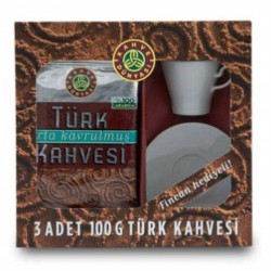 3 Adet 100g Türk Kahvesi Fincan Hediyeli